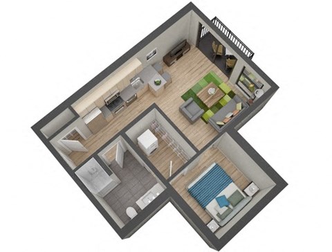 Kenny Floor plan 553 Sq.Ft. at The Whit, Minneapolis